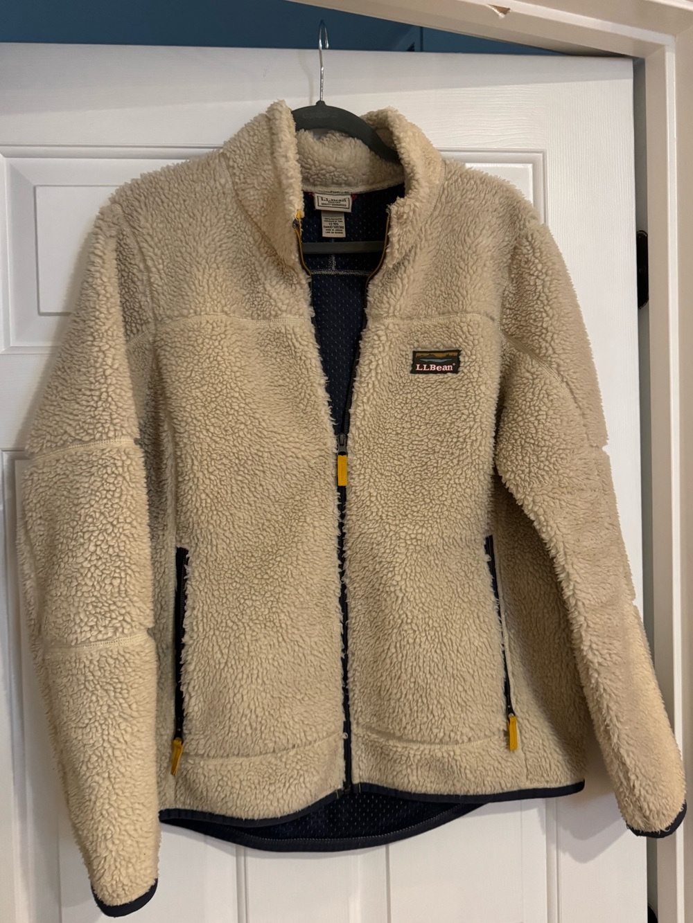 L.L.Bean Mountain Pile Cream Sherpa Fleece Jacket Large